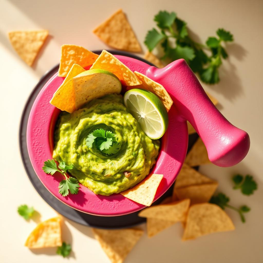 Fresh guacamole with tortilla chips