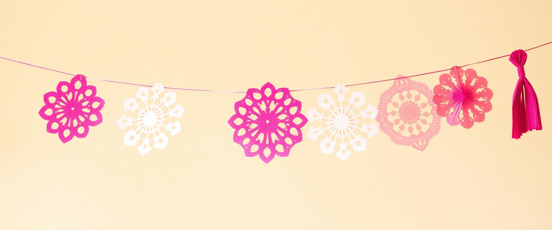 Pink and cream papel picado banners