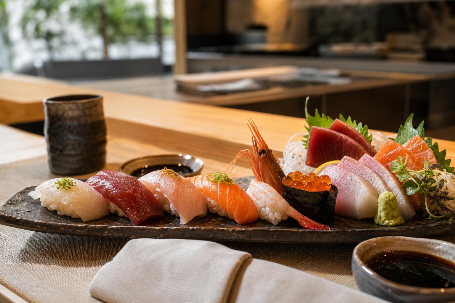 Nigiri and sashimi assortment